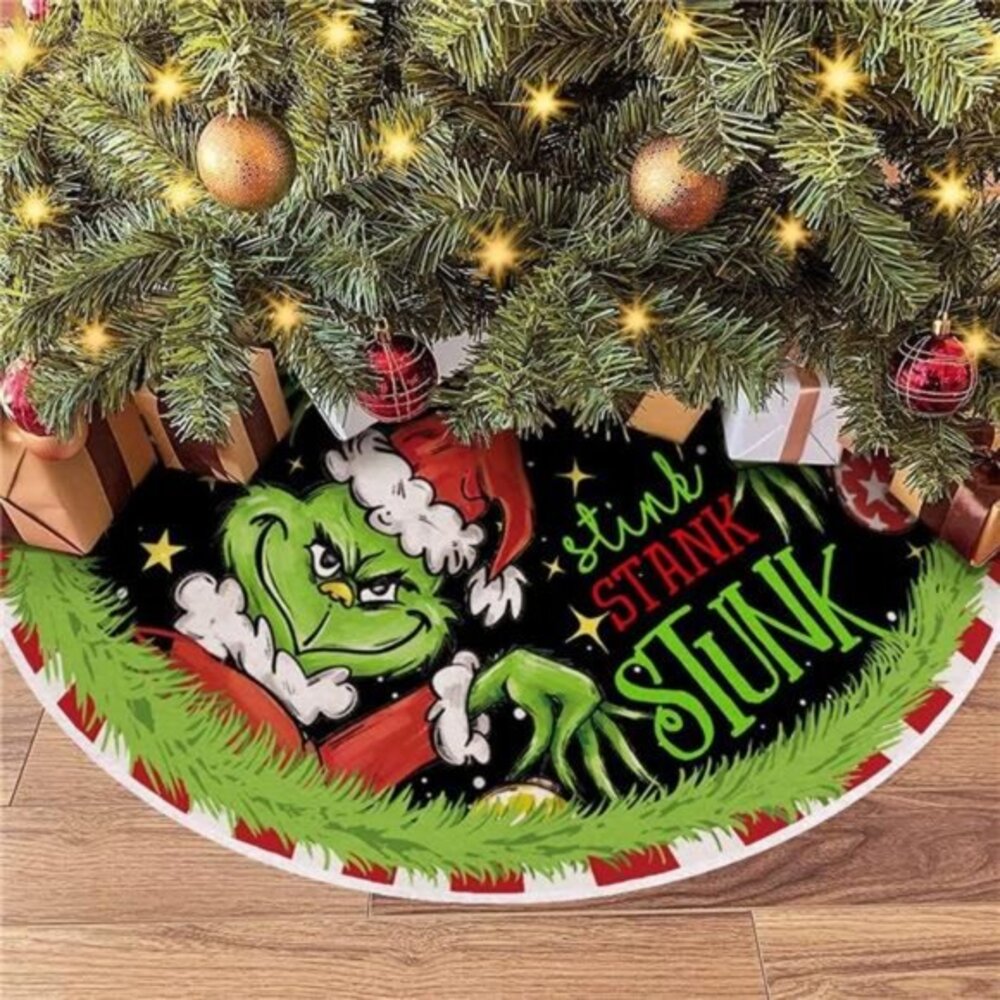 Merry Christmas Tree Skirt Collar 48Inch Green Farmhouse Xmas Holiday Decoration